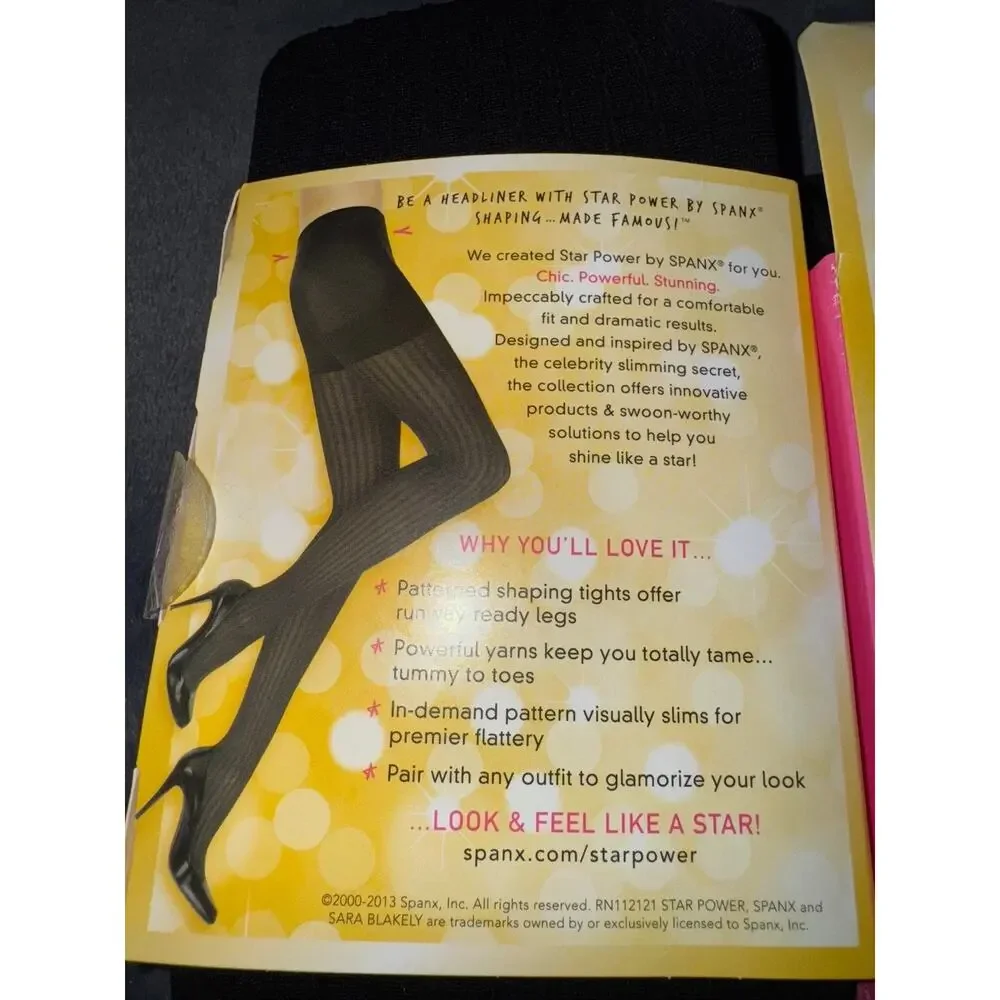 Lot of 2 Star Power by Spanx Center-Stage Shaping Tights Size C Black Ribbed Row
